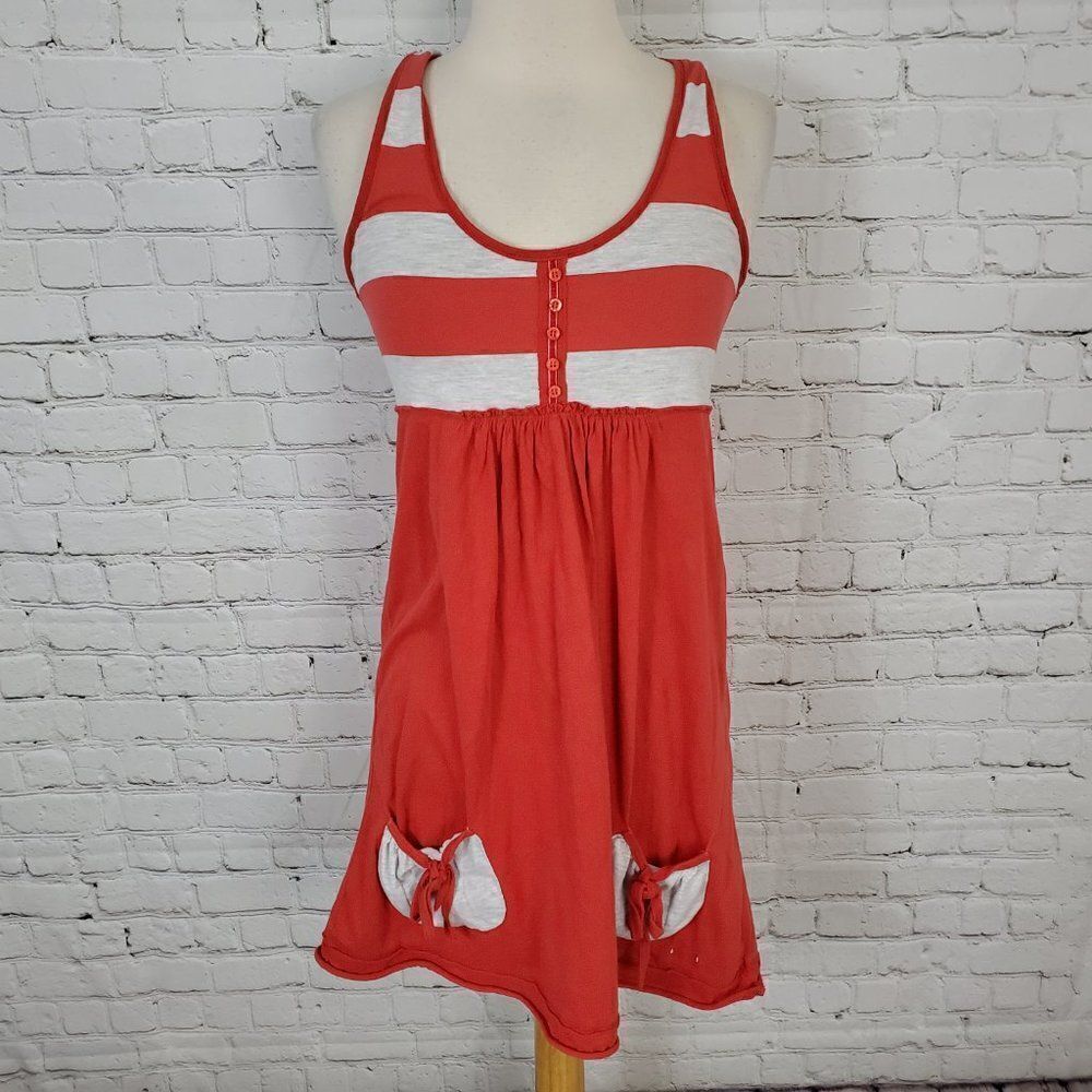 𝅺SUPERDRY Vintage Thrift Red Gray Striped Dress S
